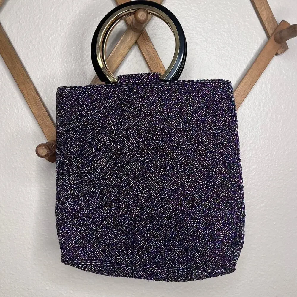 Alyce purple beaded purse with